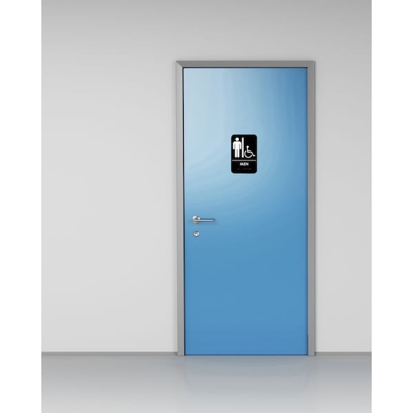 Men's Braille Handicapped Restroom Sign,Black/Wht,ADA Compliant,6x9